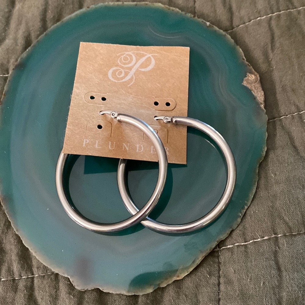 Plunder Silver Hoops Earrings